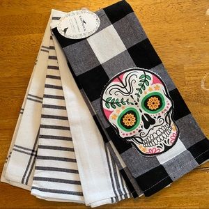 Eastwick Sugar Skull Day of the Dead Set of 4 Kitchen Towels BRAND NEW!!